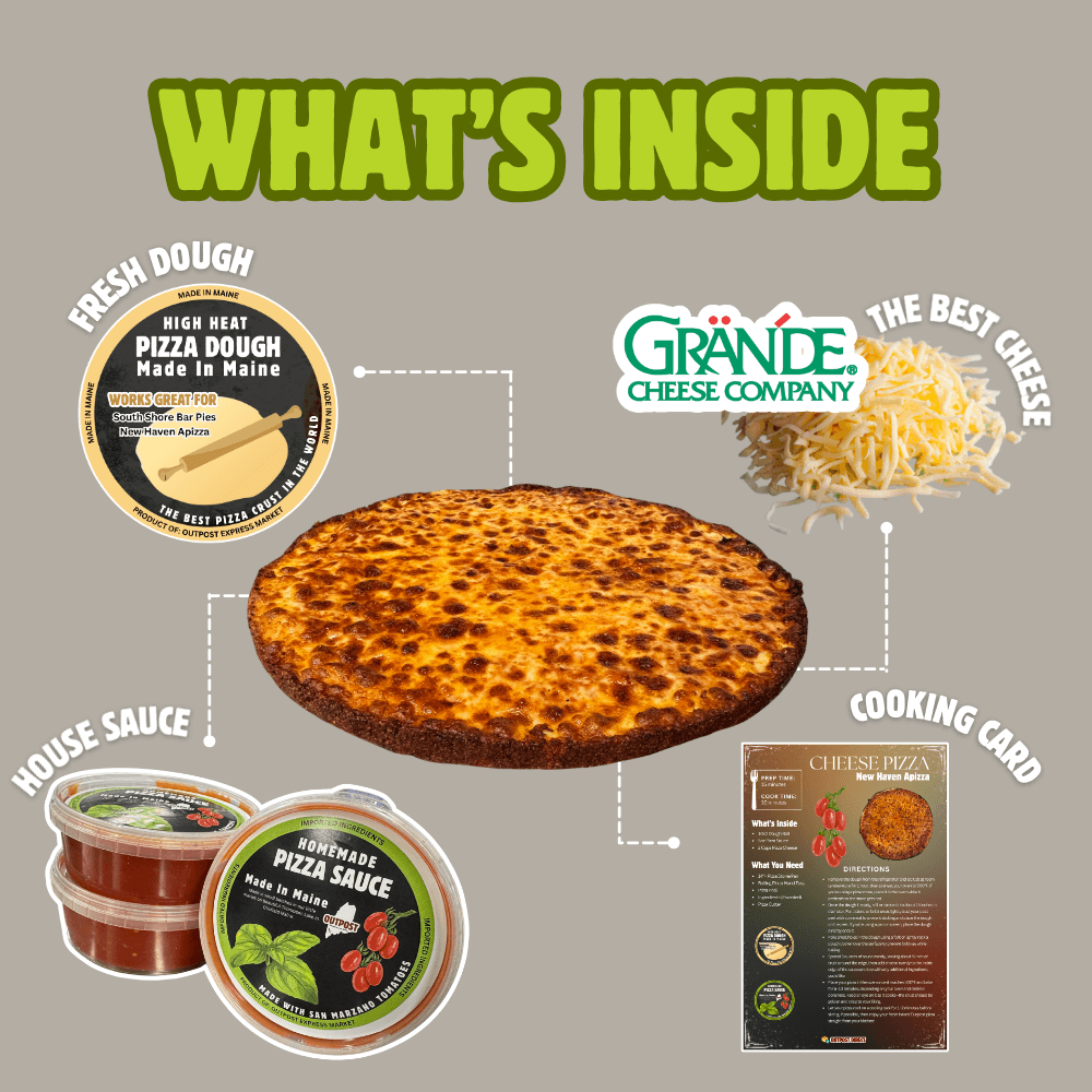 Top view of a South Shore bar pizza with caramelized lacey cheese edges and thin crust